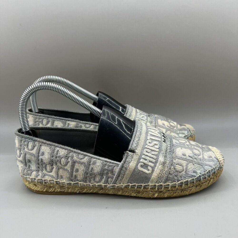 Dior Gray and Black Espadrille Flats